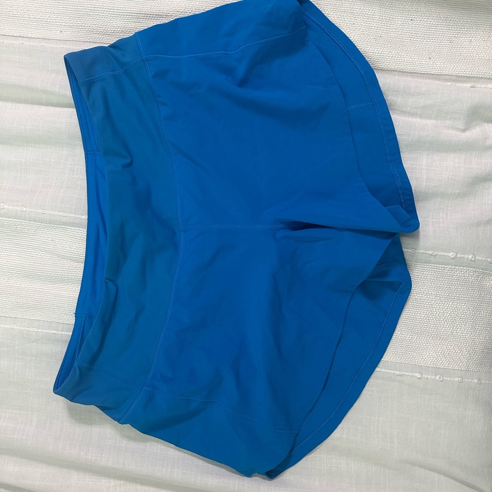 Lululemon lined speed up shorts, 4” mid rise, size 8, electric blue - Picture 2 of 3